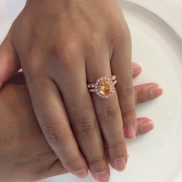 18K Solid Rose Gold Morganite, White Sapphire - Picture 4 of 8